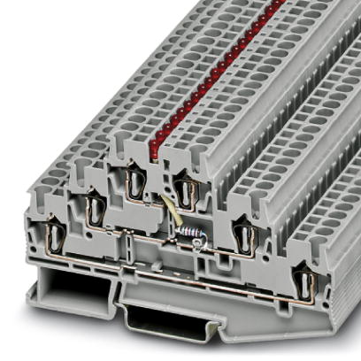 Phoenix Contact Multi-Level Terminal Block; ST 2.5-3L-LA 24RD/O-M; 20A; 600V; 3-Level; #28 - #12; Spring-cage Connection; Gray